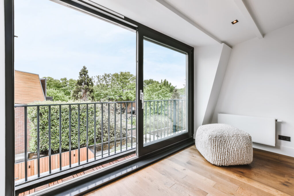 Stylish room with a huge sliding window